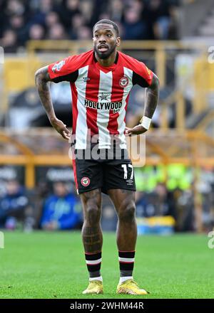 Wolverhampton, Großbritannien. Februar 2024. Ivan Toney aus Brentford, während des Premier League-Spiels Wolverhampton Wanderers gegen Brentford in Molineux, Wolverhampton, Vereinigtes Königreich, 10. Februar 2024 (Foto: Cody Froggatt/News Images) in Wolverhampton, Vereinigtes Königreich am 10. Februar 2024. (Foto: Cody Froggatt/News Images/SIPA USA) Credit: SIPA USA/Alamy Live News Stockfoto