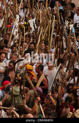 Moros y cristianos. PollenÃ Sierra de Tramuntana.Mallorca.Islas Baleares. EspaÃ±a. Stockfoto