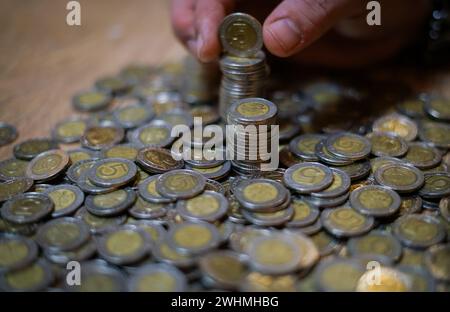 Polnische Münzen. Polnisches Geld. Polnische Währung. Stockfoto