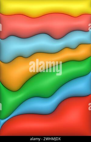 Abstrakter Hintergrund mit gekrümmten Linien, 3D-Darstellung, aufgeblasene Zahlen Stockfoto