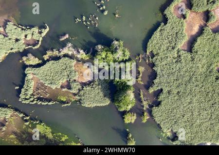 Besondere Sicht aus der Luft auf den See von Porta Tuscany Italien Stockfoto