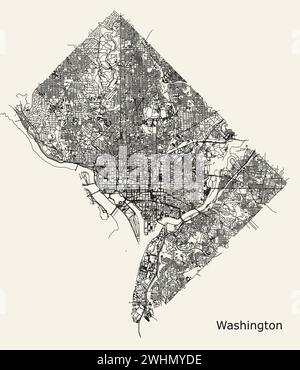 Stadtplan von Washington D.C., USA Stock Vektor