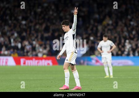 Madrid, Spanien. Februar 2024. Santiago Bernabéu Stadion MADRID, SPANIEN - 10. FEBRUAR: Arda Guler von Real Madrid während des Spiels La Liga 2023/24 zwischen Real Madrid und Girona im Santiago Bernabeu Stadion. (Foto: Guillermo Martinez) GM (Guillermo Martinez/SPP) Credit: SPP Sport Pressefoto. /Alamy Live News Stockfoto