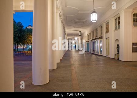 Theaterkolonnaden mit Blick auf das Kurhaus, Hessisches Staatstheater, Wiesbaden, Deutschland, Europa Stockfoto