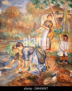 Gemälde von Pierre-Auguste Renoir im Jahr 1888, Öl auf Leinwand, genannt „Washerwomen“, ausgestellt im Baltimore Museum of Art Stockfoto