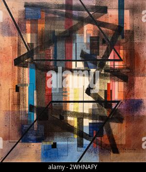 Irene Rice Pereira 1943 Ölgemälde auf Leinwand „Black Control“ im Baltimore Museum of Art Stockfoto