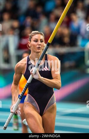 Molly CAUDERY (GBR), Pole Vault Women, während des Treffens de Lievin 2024, Hauts-de-France Pas-de-Calais Trophée EDF, World Athletics Indoor Tour Gold Athletics Event am 10. Februar 2024 in der Arena in Lievin, Frankreich - Foto Alexandre Martins/DPPI Credit: DPPI Media/Alamy Live News Stockfoto