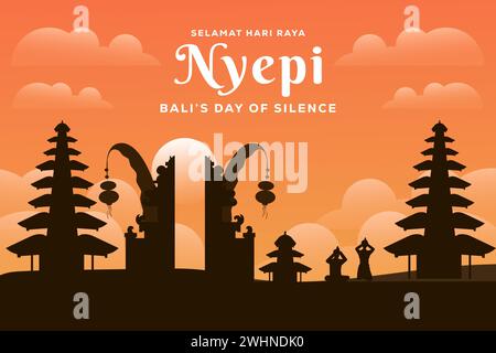 Nyepi Balis Tag der Stille Hintergrund Illustration Vektor Design Stock Vektor