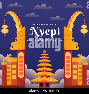 Nyepi Balis Tag der Stille Illustration Vektor Design Stock Vektor