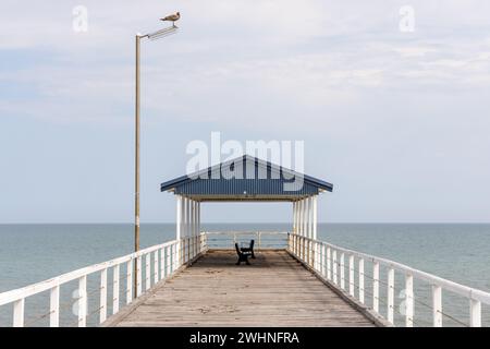 Der Endunterschlupf des legendären Grange Jetty ohne Menschen in South Australia am 2023. September Stockfoto