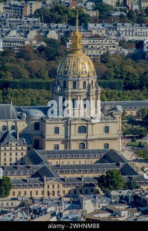 Aus der Vogelperspektive von Les Invalides, Paris Stockfoto