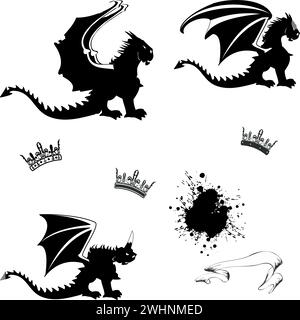 Heraldische Gargoyle-Pack-Sammlung im Vektorformat Stock Vektor