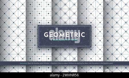 5 Nahtloses Muster Festlegen. Geometrische Darstellung. Traditionelle, Minimalistische Textur. Abstrakter Moderner Hintergrund Stock Vektor