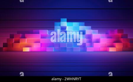 Hintergrund Neon Wall Cubes Stockfoto