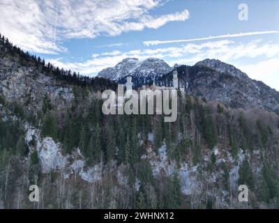 Ein wunderschöner Blick auf das Schloss Neuschwanstein in Schwangau, Deutschland Stockfoto
