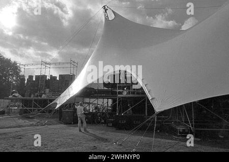 Hinter der Bühne beim Queen Hyde Park Konzert 18/9/1976 Stockfoto