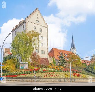 Bishop's Castle und St. Nicholas Markdorf, Bodenseebezirk Stockfoto