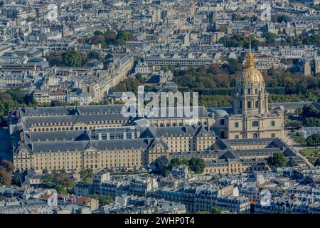 Aus der Vogelperspektive von Les Invalides, Paris Stockfoto