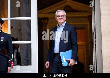 Paris, Frankreich. Februar 2024. Bruno Le Maire während eines Ministerseminar mit dem französischen Premierminister am 10. Februar 2024 im Hotel Matignon in Paris. Quelle: Abaca Press/Alamy Live News Stockfoto