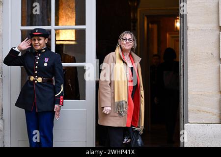 Paris, Frankreich. Februar 2024. Sylvie Retailleau während eines „Arbeitsseminars“ mit dem französischen Premierminister im Hotel Matignon am 10. Februar 2024 in Paris. Quelle: Abaca Press/Alamy Live News Stockfoto