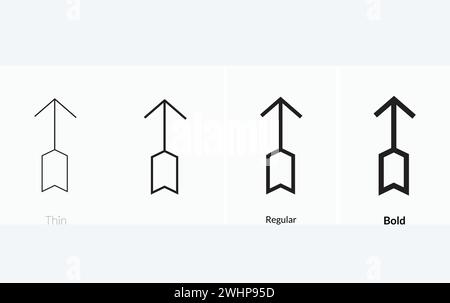 Symbol zum Sortieren von Pfeilen. Dünnes, helles normales und fettes Design auf weißem Hintergrund. Stock Vektor