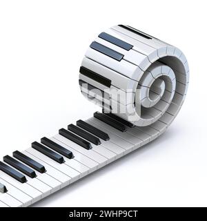 Piano Keyboard Spiral 3D Stockfoto