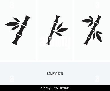 Bambus-Symbol-Vektor. Bambusschild auf weißem Hintergrund. Bambus mit Blättern Linien-Symbol. Stock Vektor