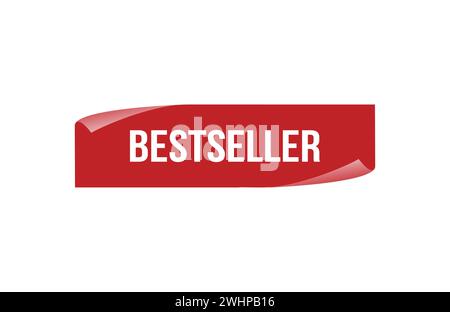 Bestseller-Banner mit rotem Farbband. Öffnen verfügbar jetzt Schild oder Bestseller-Tag. Stock Vektor