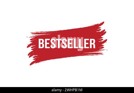 Rotes Bannerdesign im Pinselstil von Bestseller auf weißem Hintergrund. Stock Vektor