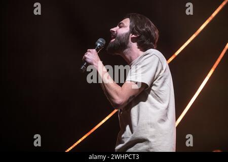 Salvador Sobral tritt am 8. Februar 2024 im Gran Teatre del Liceu in Barcelona auf. Fotograf: Ale Espaliat Stockfoto