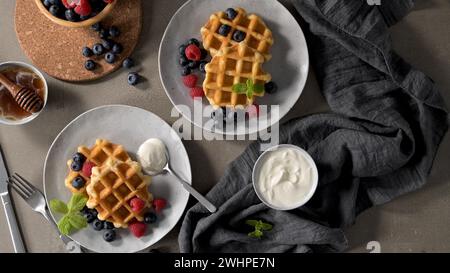 Süße, Hausgemachte Beeren-Belgische Waffel Stockfoto