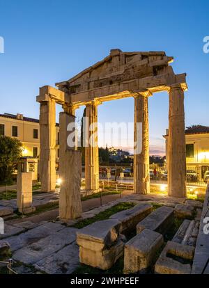 Tor der Athena Archegetis, römische Agora, Athen, Griechenland Stockfoto