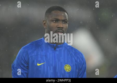 Marcus Thuram vom FC Internazionale spielt während des Spiels der Serie A zwischen AS Roma und FC Internazionale im Olimpic Stadium Stockfoto