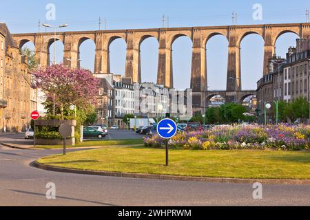 Steinbrücke in Morlaix Town, Bretagne Stockfoto