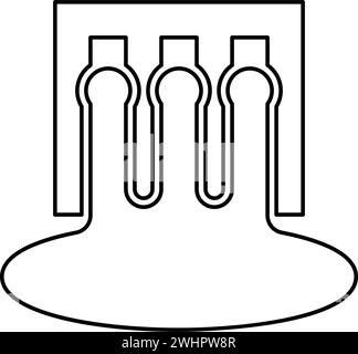 Hydro Damm Wasserkraftwerk Wasserkraft Energie Technologie Kraftwerk Kontur Umrisslinie Symbol schwarze Farbe Vektor Illustration Stock Vektor