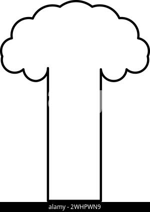 Nuklearexplosion Explosionssprengung Pilz Explosionskontur Umrisslinie Symbol schwarze Farbe Vektor Illustration Bild dünn flach Stil einfach Stock Vektor