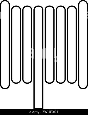 Kabelspule Drahtrommel Spule Kontur Umrisslinie Symbol Schwarz Farbe Vektor Illustration Bild dünn flach Stil einfach Stock Vektor