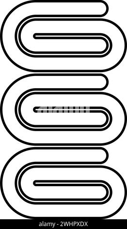 Set Handtücher Stapel gefalteter Badservietten Kontur Umrisslinie Symbol schwarze Farbe Vektor Illustration Bild dünn flach Stil einfach Stock Vektor