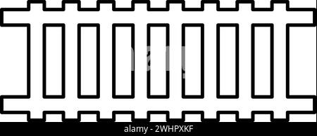 Eisenbahnstrecke Eisenbahnweg Schienenzug U-Bahn U-Bahn Straßenbahn Verkehrskonzept Kontur Umrisslinie Symbol schwarze Farbe Vektor Illustration Bild dünn Stock Vektor