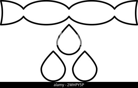 Trocknen von Kleidung Entfernen Drücken Wassertropfen Tropfen fallen aus Wäschekonzept Kontur Umrisslinie Symbol schwarze Farbe Vektor Illustration Bild dünn flach Stil Stock Vektor