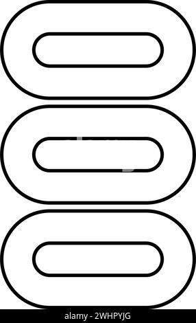 Set Handtücher Stapel gefalteter Badservietten Kontur Umrisslinie Symbol schwarze Farbe Vektor Illustration Bild dünn flach Stil einfach Stock Vektor