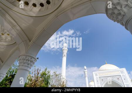 Inschrift auf Arabisch Lob sei Gott, der die Schafe um die Hitze einer islamischen Moschee tränkt Stockfoto