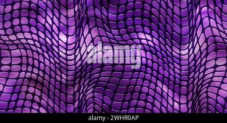 Luxuriöses lilafarbenes Reptilienleder- oder Ledermuster mit geprägter Textur. Draufsicht aus Dinosaurier- oder Krokodilhaut. Laminierte Schlangenhaut bg. Derm Stock Vektor