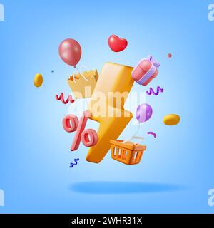 3D Flash Sale Shopping Konzept Stock Vektor