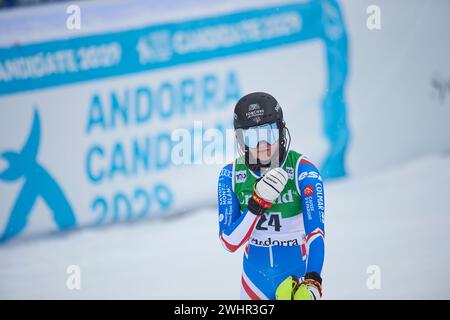 Chiara Pogneaux aus Frankreich im Einsatz während der AUDI FIS Ski World Cup 2023/2024, 9. Damen-Riesenslalom am 11. Februar 2024 in Avet (Soldeu, AUDI Stockfoto