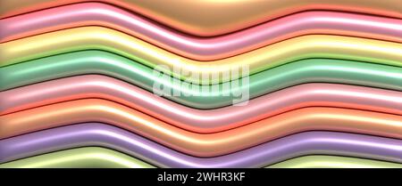 Weiche, glänzende Linien aufblasen, 3D-Rendering-Illustration Stockfoto