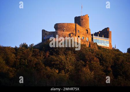 Schloss Landshut im Abendlicht, Bernkastel-Kues, Rheinland-Pfalz, Deutschland, Europa Stockfoto