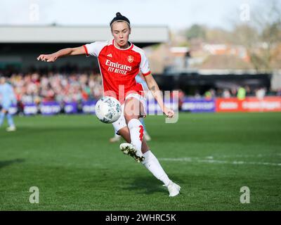 Borehamwood, Großbritannien. Februar 2024. Borehamwood, England, 11. Februar 2024: Caitlin Foord (19 Arsenal) kontrolliert den Ball während des Adobe Womens FA Cup Spiels zwischen Arsenal und Manchester City im Mangata Pay UK Stadium (Meadow Park) in Borehamwood, England. (Jay Patel/SPP) Credit: SPP Sport Press Photo. /Alamy Live News Stockfoto