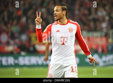 Leverkusen, Deutschland. Februar 2024. Leroy Sane (Bayern), Leverkusen, Deutschland, 10.02.2024, 1. Bundesliga, 21. Spieltag, Bayer 04 Leverkusen - FC Bayern München. DFL-VORSCHRIFTEN VERBIETEN DIE VERWENDUNG VON FOTOS ALS BILDSEQUENZEN UND LIVE NEWS Stockfoto