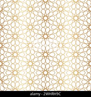 Nahtloses Muster aus Marokko-Gold. Sich wiederholendes goldenes marocco-Raster. Arabischer Hintergrund. Wiederholtes einfaches marokkanisches Mosaikmotiv. Islamische Textur. Design-Druck Stock Vektor